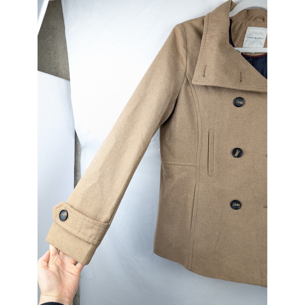 Thread Supply Camel Double Breasted Wool Peacoat … - image 3